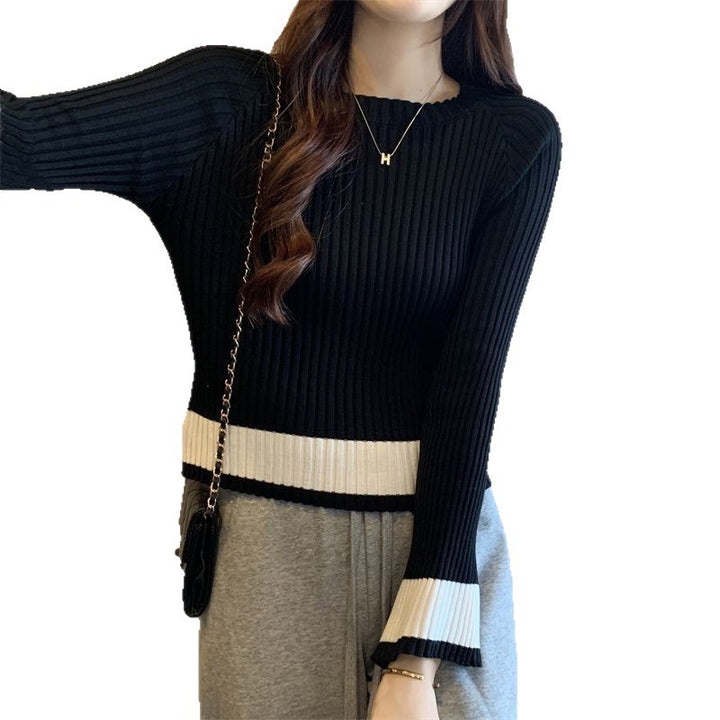 Damerne fashionable ribbet strikket trøje med casual snit Stilla
