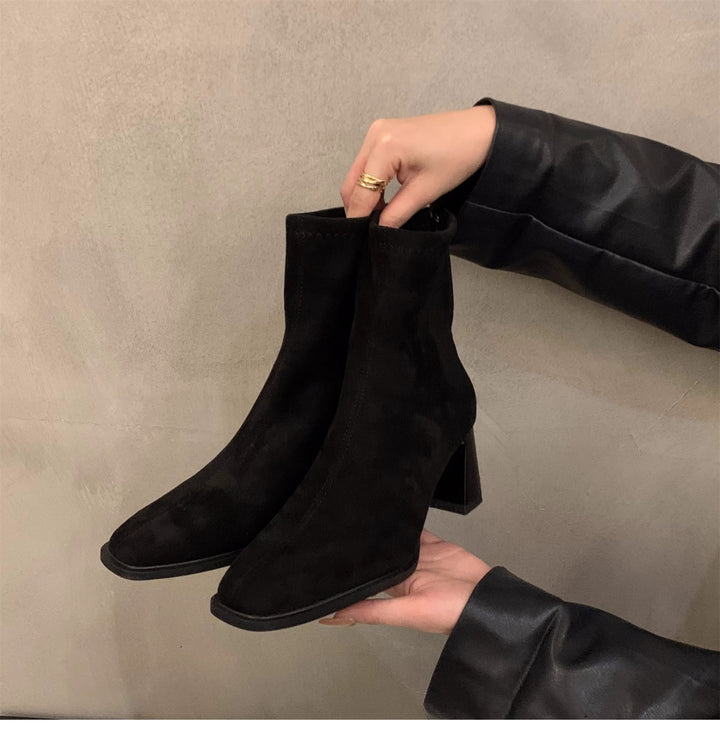 Femme Stylish Syntetisk Støvler med Blokhæl Stilla