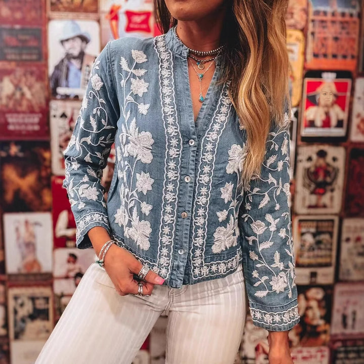 Dame broderet bluse Stilla