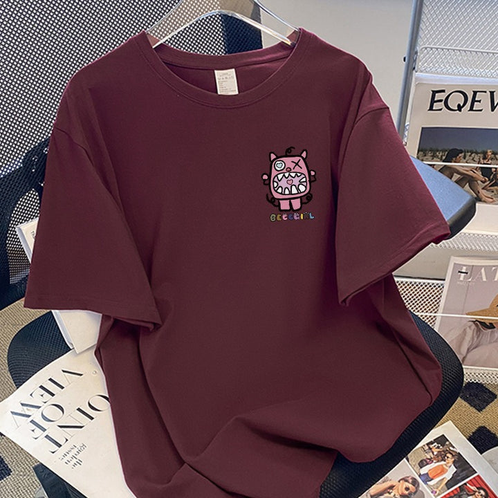 Dame T-shirt med kunstnerisk cartoon-motiv og afslappet snit Stilla