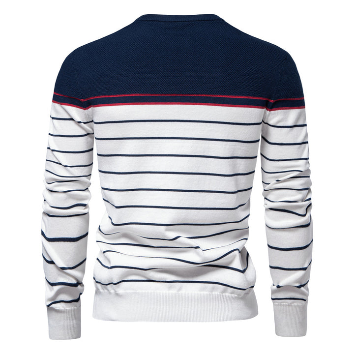 Herrer stribet rundhalset pullover med struktureret stof Stilla