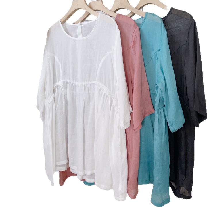 Dame Relaxed Fit Struktureret Tunika Bluse Stilla