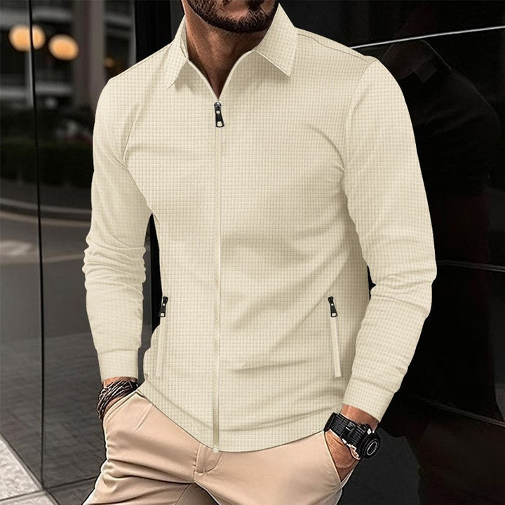 Herrer sporty jakke med moderigtig ståkrave og praktiske lynlåslommer Stilla