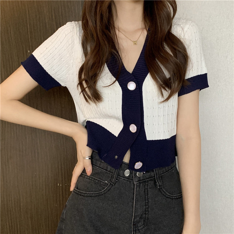 Femme Kabelstrik Kortærmet Cardigan Top Stilla