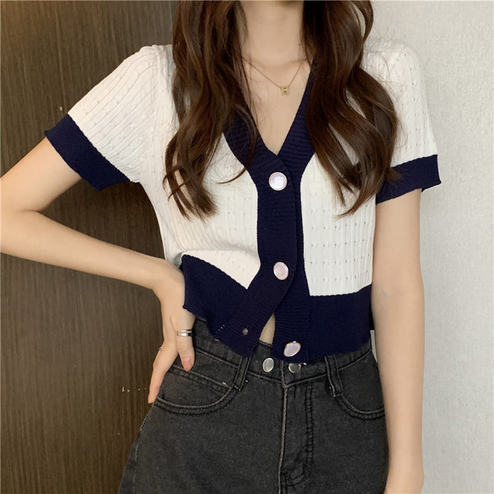 Femme Kabelstrik Kortærmet Cardigan Top Stilla