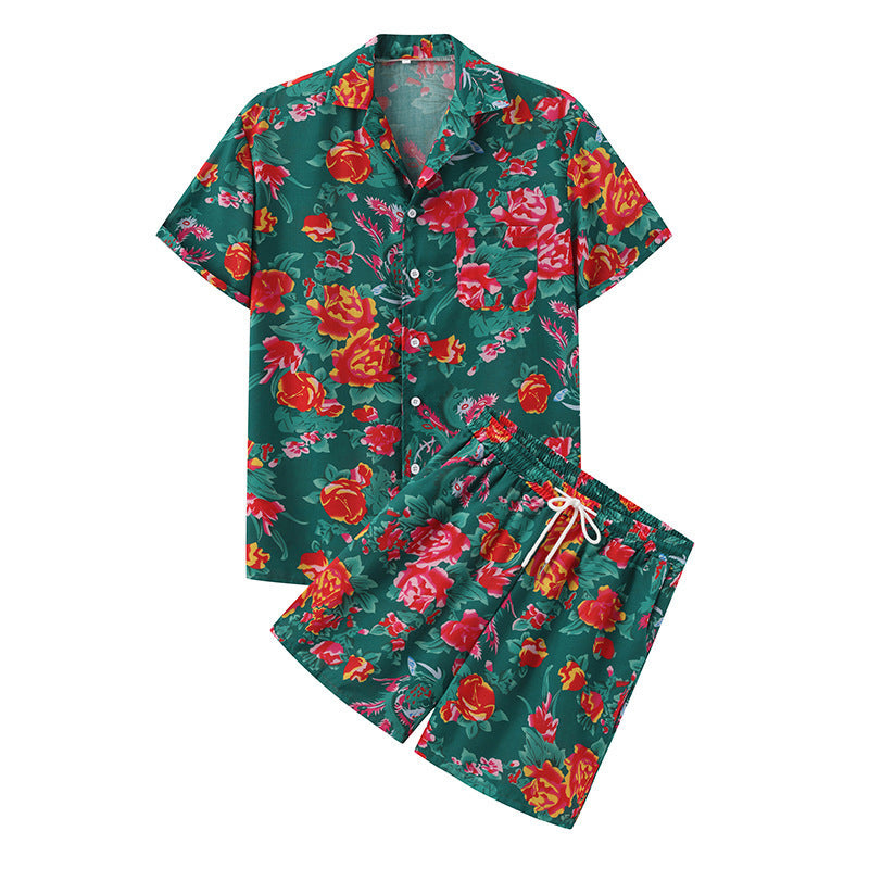Dame sommerligt kortærmet skjorte og shorts-sæt med blomsterdesign Stilla