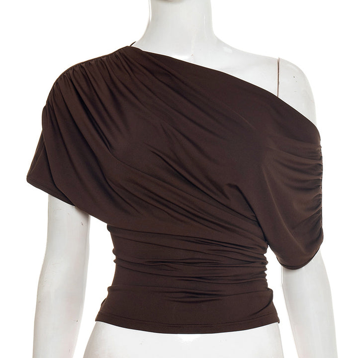 Damer asymmetrisk kryds top med raffinerede draperinger Skovae