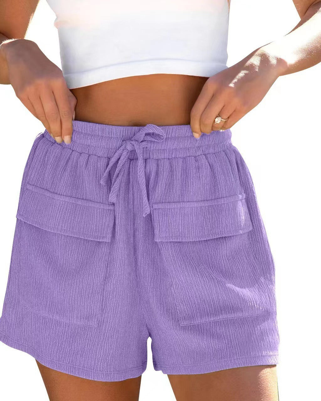 Dame fritidsshorts med praktiske sidelommer og elastisk linning Stilla