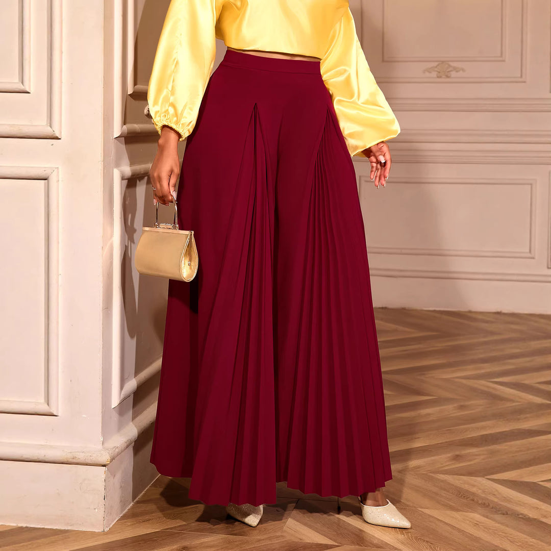 Dame plissé bukser med høj talje og elegant drapering Skovae