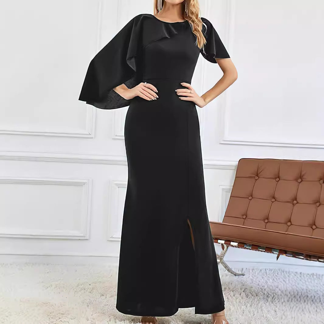 Dame elegant maxikjole med svingende flæseærmer Stilla