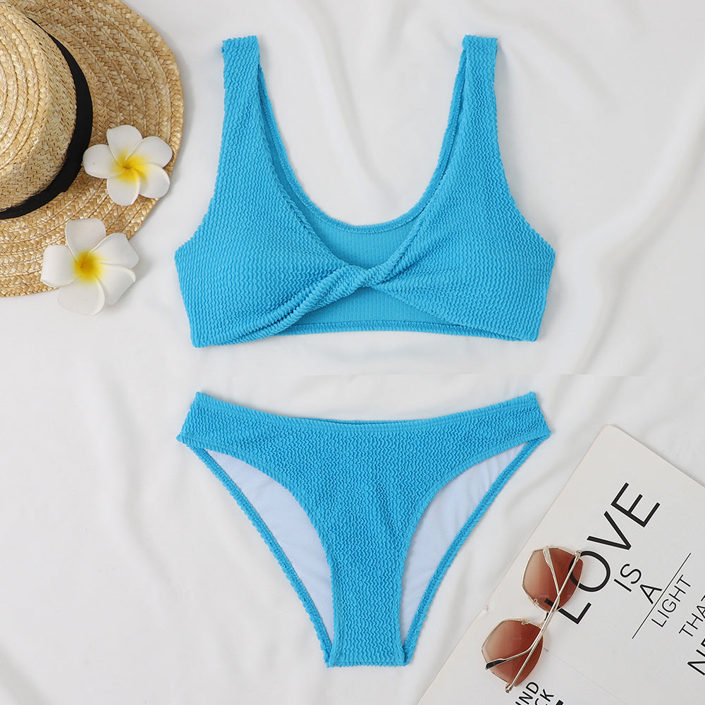 Dame struktureret Twist-Front Bikini Sæt Stilla 1750839428