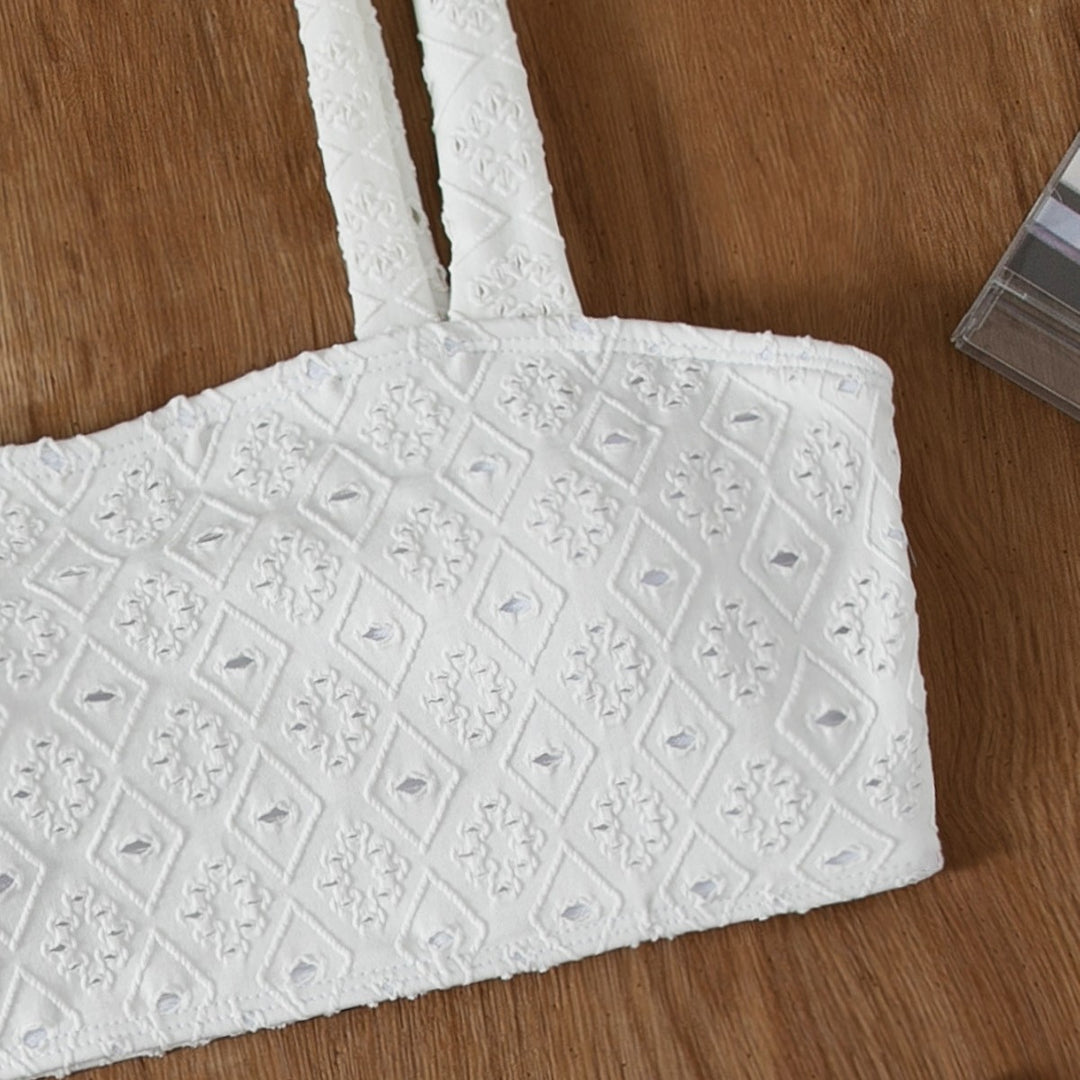 Dame struktureret Crop Top Bikini Sæt Stilla