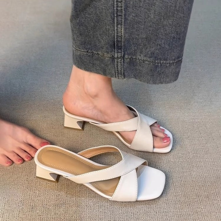 Dame Krydsrem Blokhæl Slingback Sandaler Stilla
