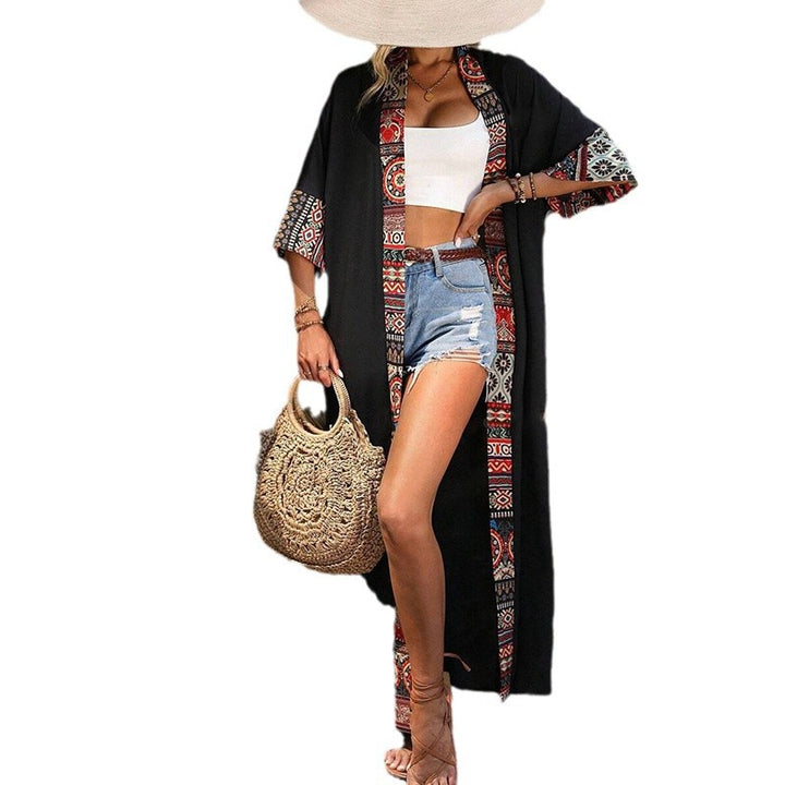 Dame Let Trykt Kimono Wrap Stilla