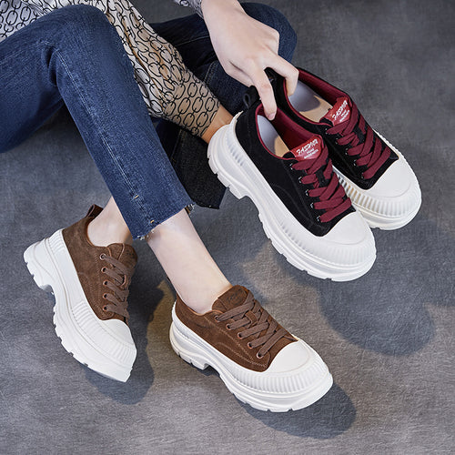 Femme platform snørresko med struktureret sål Stilla