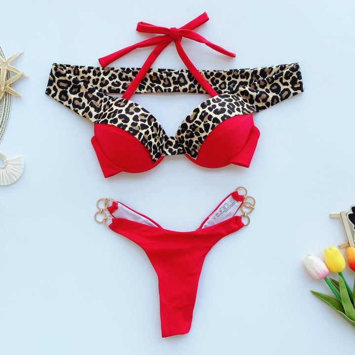 Dame Bikini-sæt med polstrede kopper og trendy dyreprint Stilla