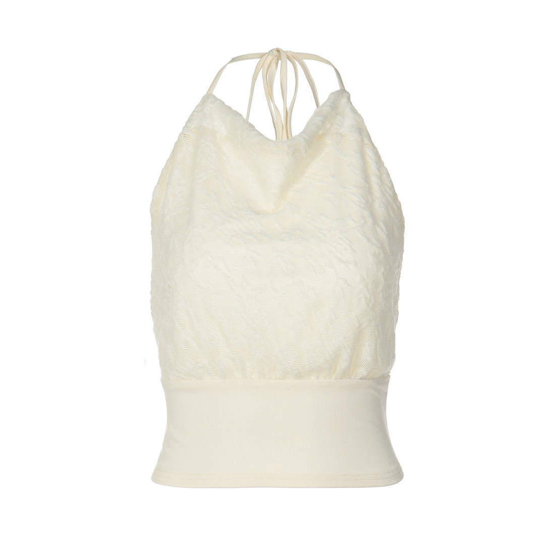 Dame Halter-top med raffineret stofmix Skovae