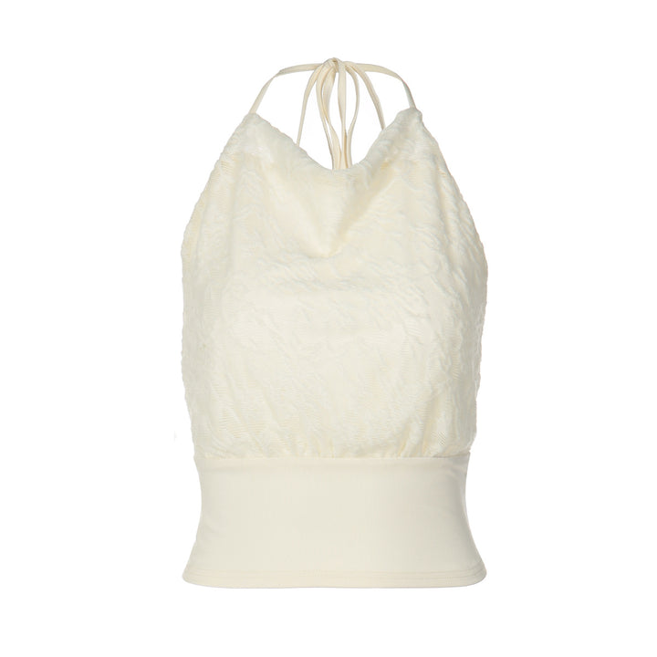 Dame Halter-top med raffineret stofmix Skovae