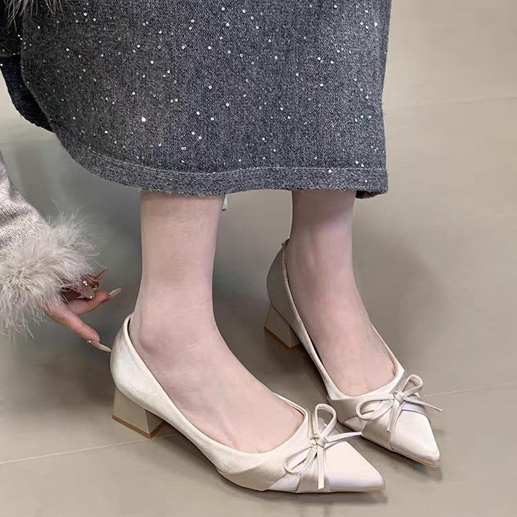 Dame elegante pumps med sløjfedetalje og blokhælhæl Stilla