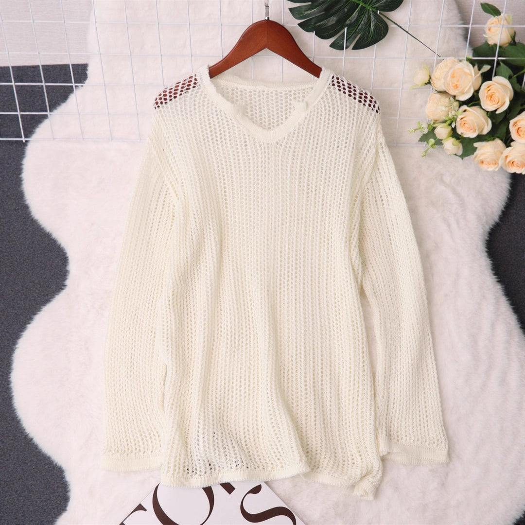Kvindernes luftige strikkede sweater med moderne netdesign Stilla