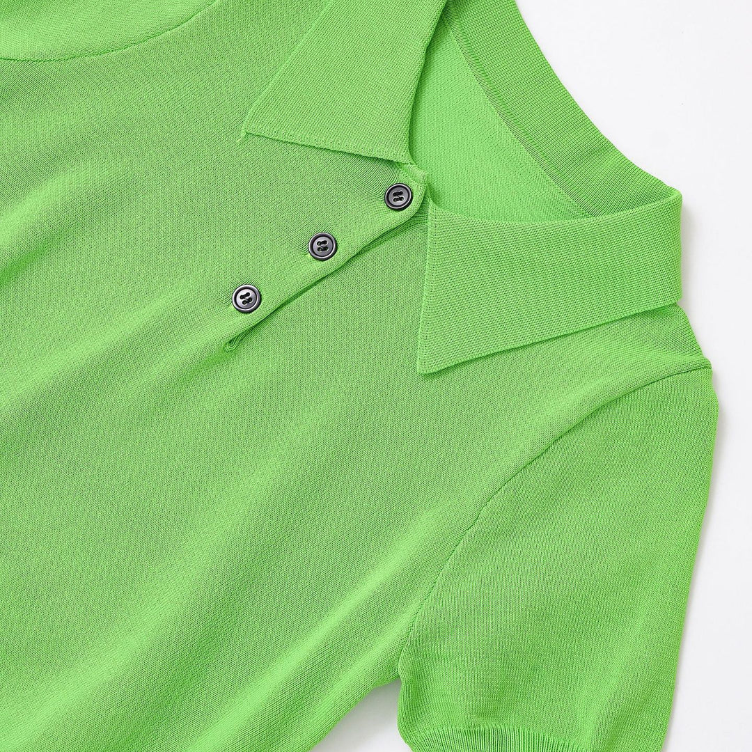 Dame Elegant Kortærmet Polo Skjorte med Klassiske Knapper Stilla
