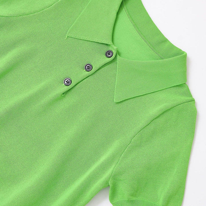 Dame Elegant Kortærmet Polo Skjorte med Klassiske Knapper Stilla