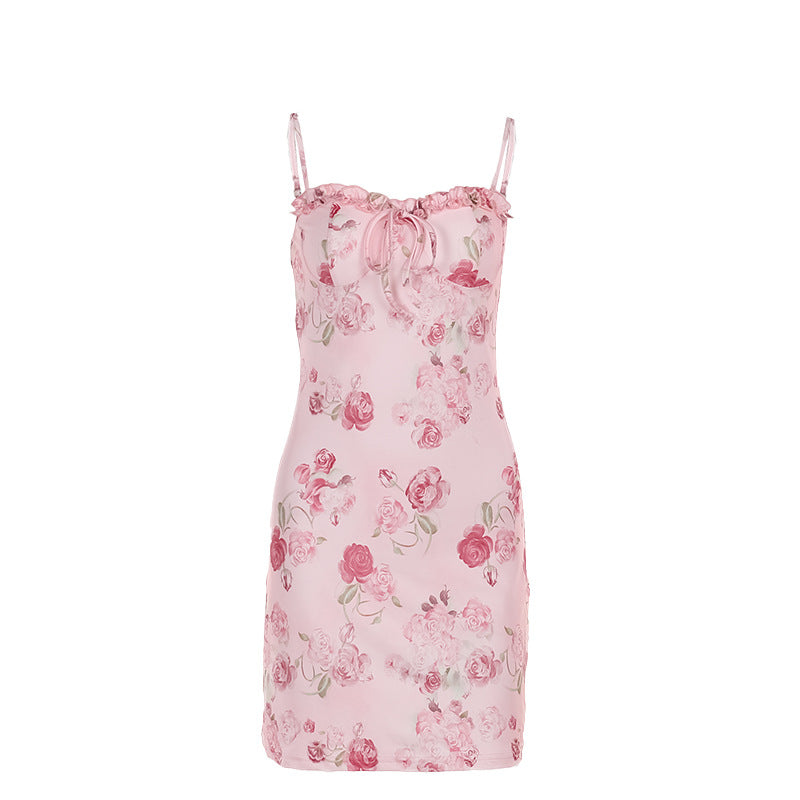 Dame Sommerlig Minikjole med elegant blomsterdesign Skovae