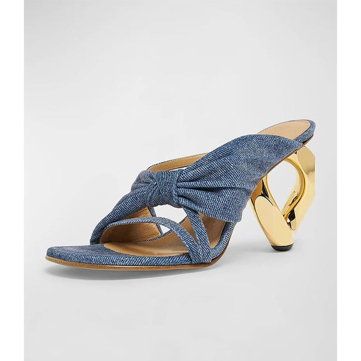 Femme High-Heel Slide Sandaler med dekorativ knude og skulpturel hæl Stilla