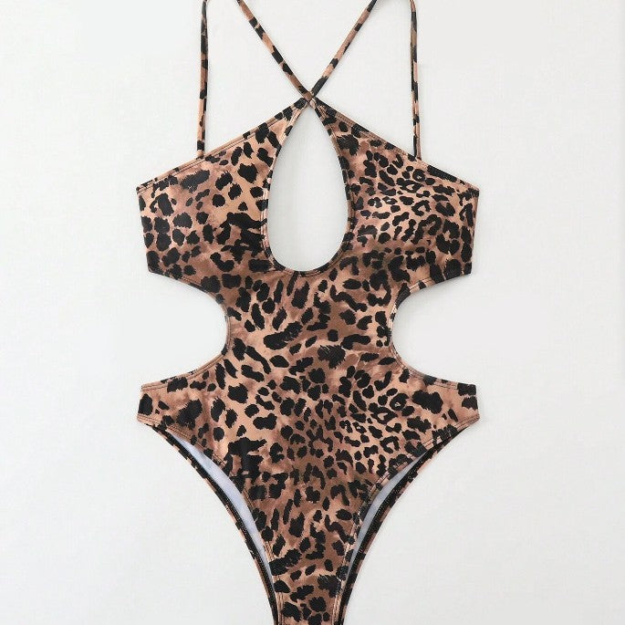Damer Onepiece badedragt med forførende cut-out og dyremønster Stilla