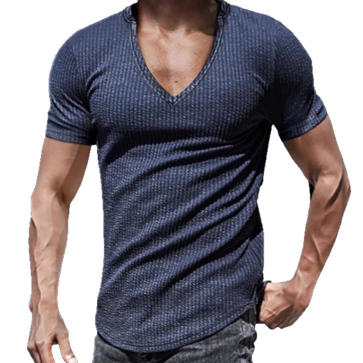 Herrernes V-hals T-shirt med struktureret stof Stilla