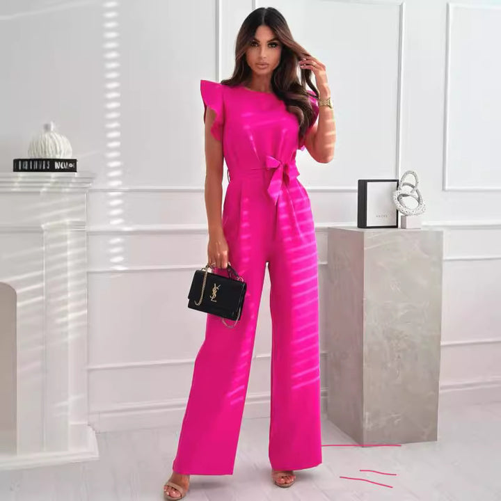 Dame jumpsuit med voluminøse ærmer og taljerbar bælte Stilla