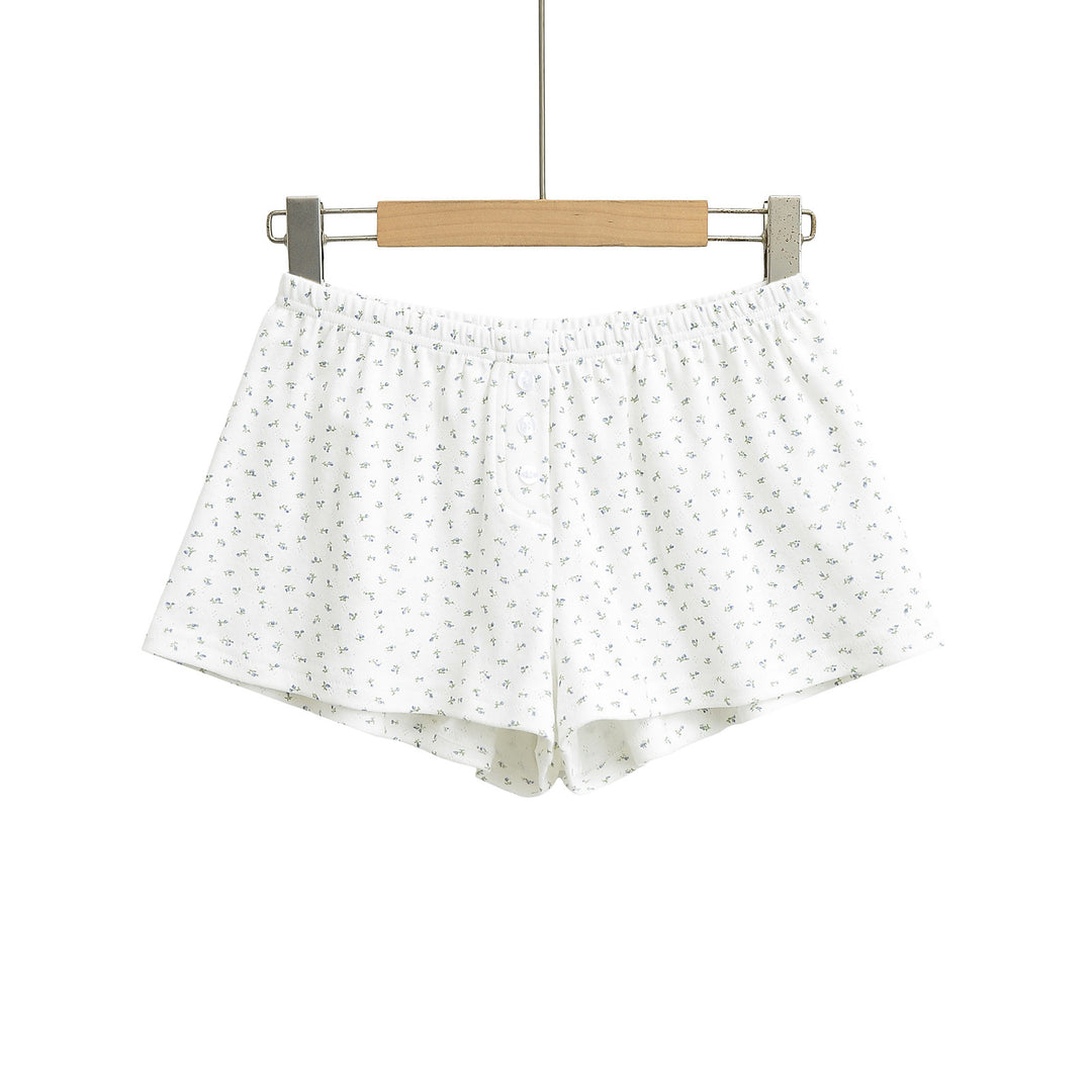 Dame bomuldsshorts med blomsterprint og komfortabel elastisk talje Stilla