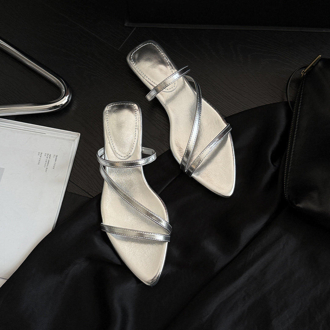 Femme Elegante Spidse Tæer Slide Sandaler Stilla
