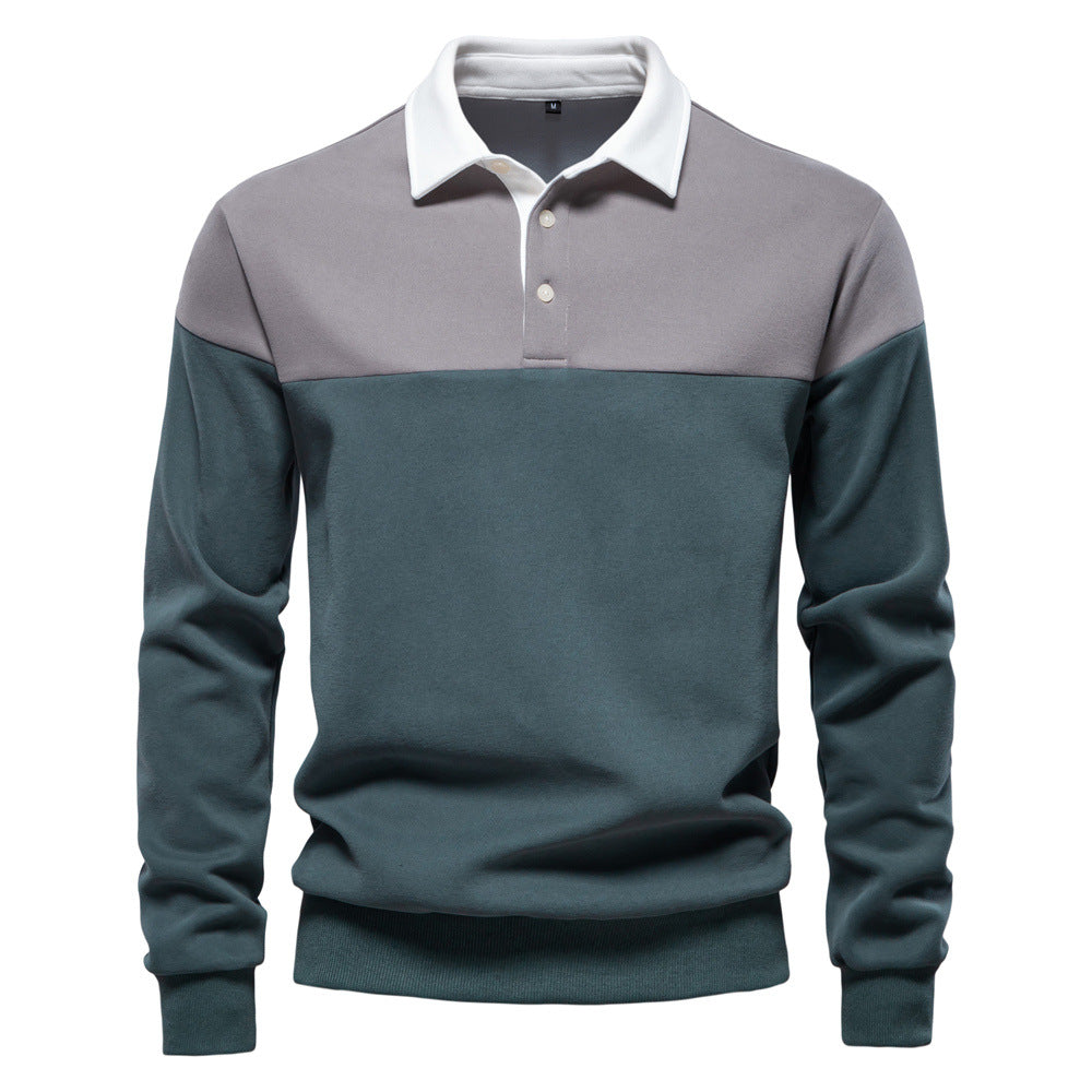 Herrer Polo-sweater med moderne farveblokdesign og sportiv krave Stilla