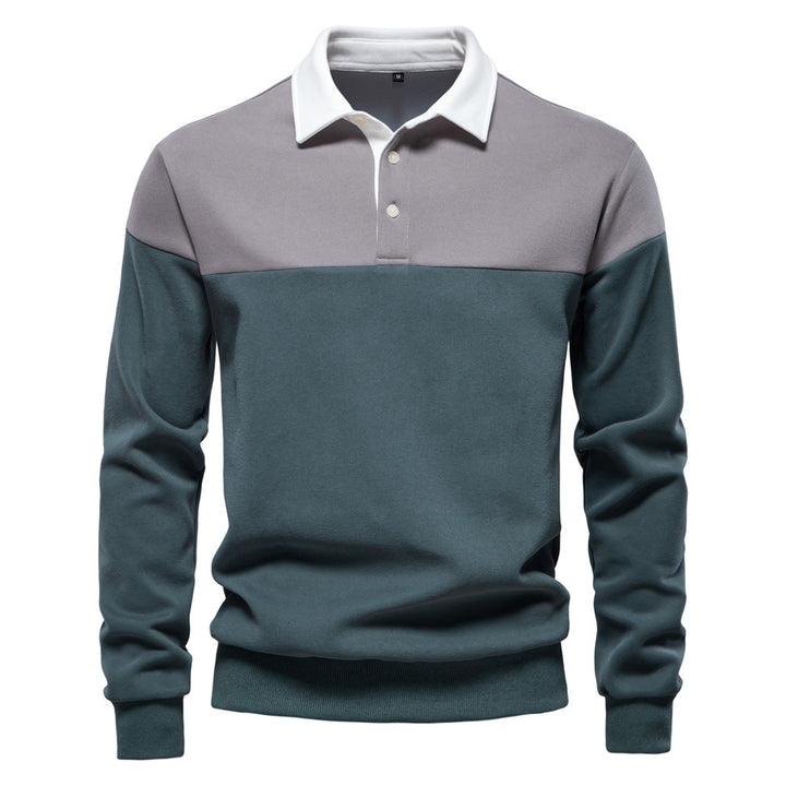 Herrer Polo-sweater med moderne farveblokdesign og sportiv krave Stilla