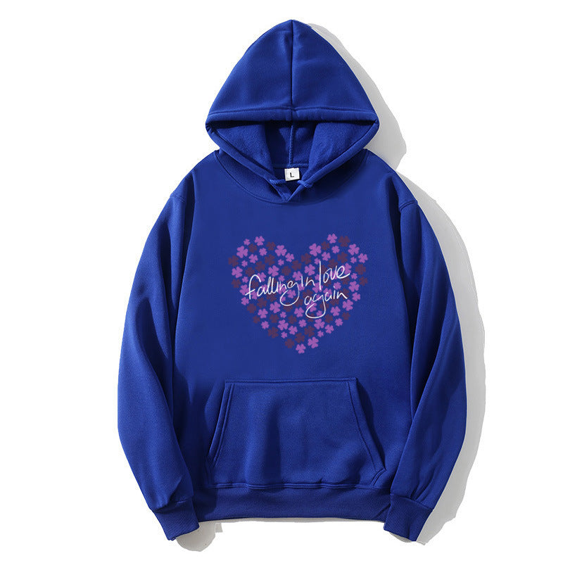 Kvinders hoodie med blomsterhjerte design Skovae
