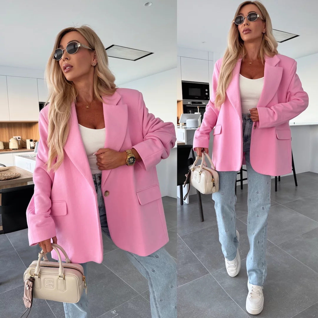 Kvinders oversized blazer med teksturerede ærmer Skovae