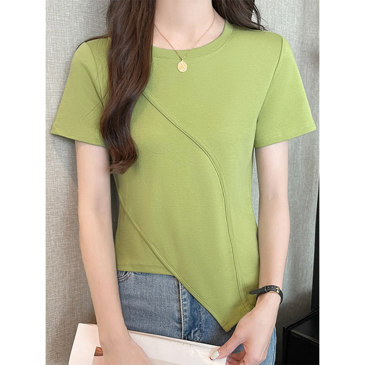 Dame asymmetrisk T-shirt med fin struktur og moderne snit Stilla