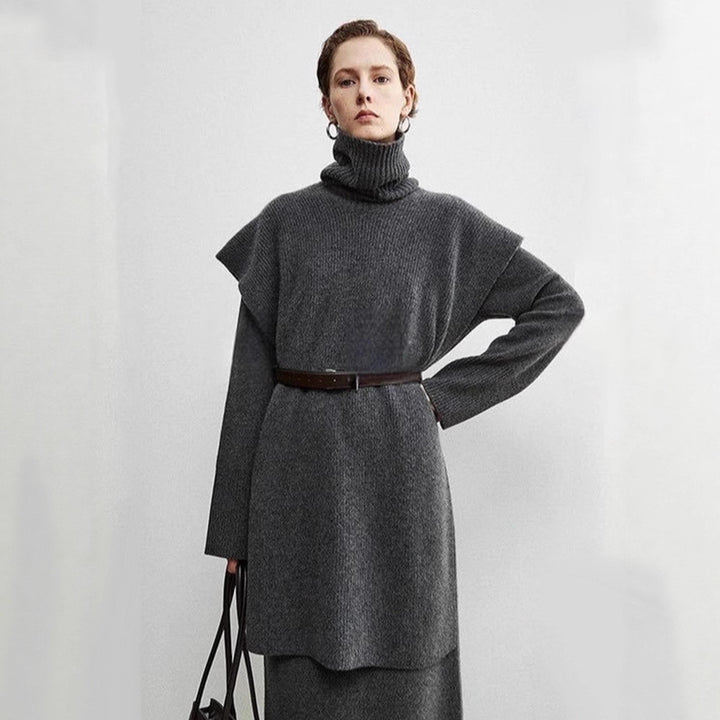 Dame elegant og moderne poncho med ekstra stor krave Stilla