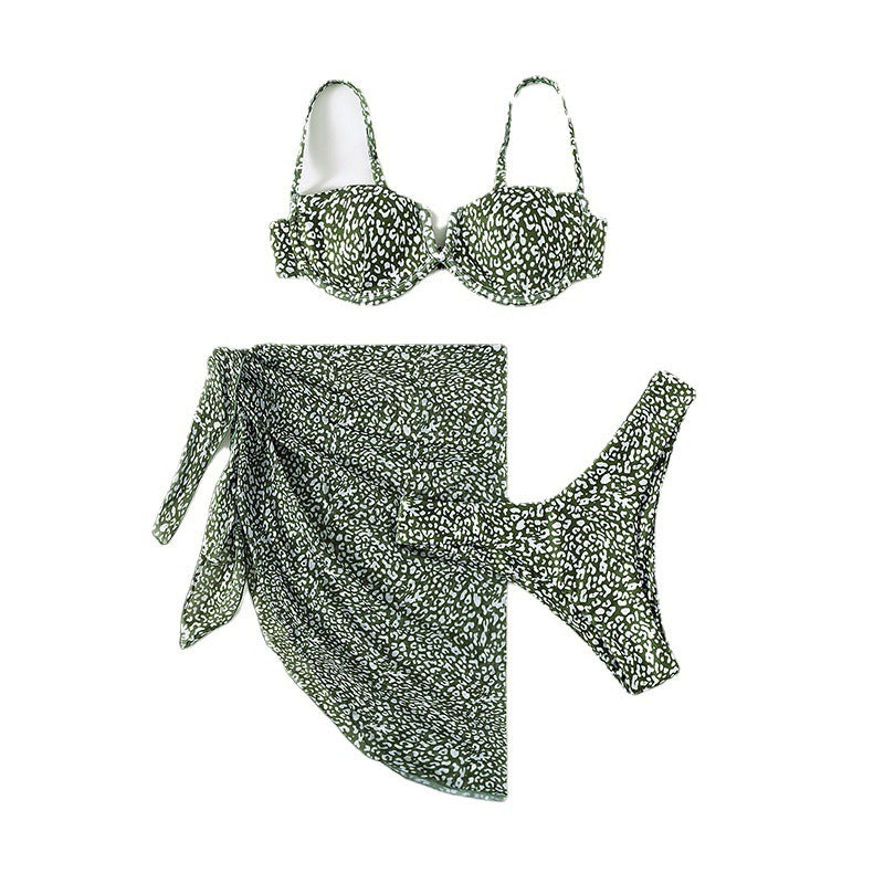 Dame Triangle-Bikini-Sæt med gennemsigtigt stof og dyreprint Skovae