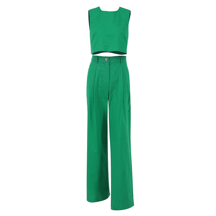Dame sæt bestående af crop top og brede bukser Stilla