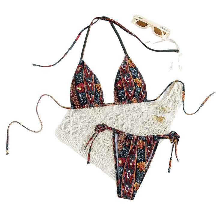 Dame triangel-bikini med blomsterdesign Skovae