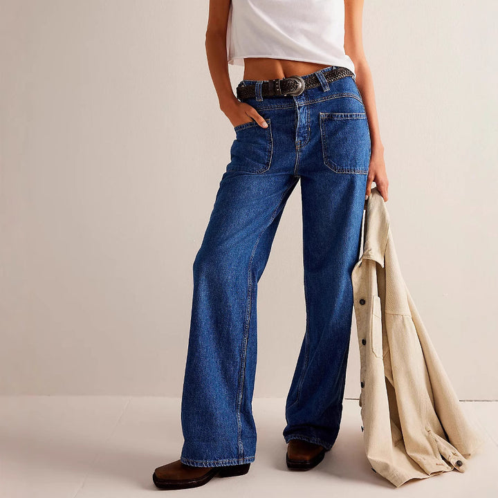 Dame brede jeans med afslappet snit og høj talje Stilla