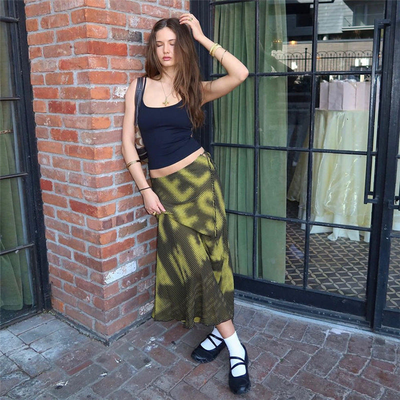 Dame Maxi-nederdel med asymmetrisk snit og trendy skrift Stilla