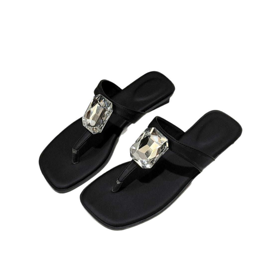 Dame krystal-dekorerede sølv flade sandaler Stilla