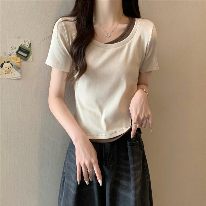 Femme Soft-Fit Lagdeling Rund hals T-Shirt Stilla