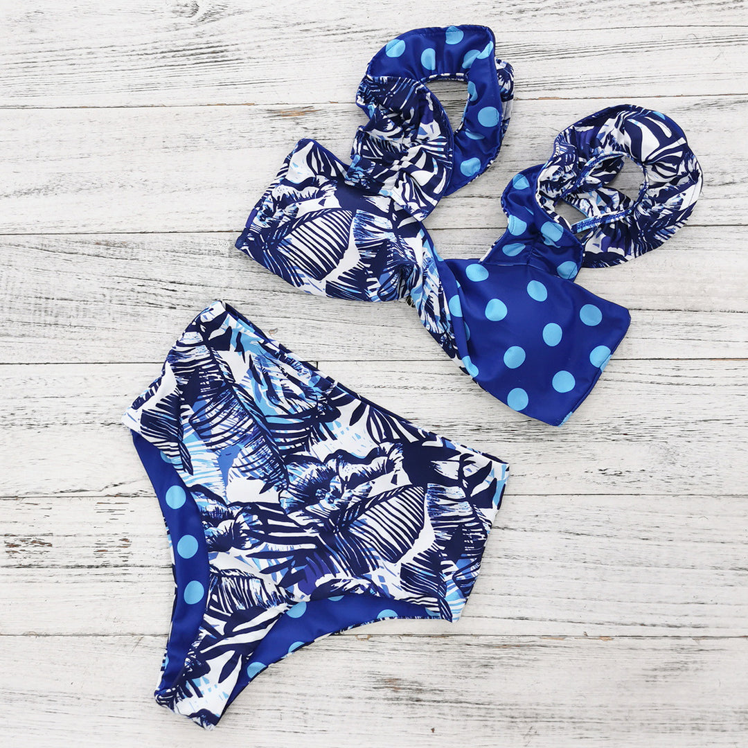 Dame bikini-sæt med florlet design og legende prikker Stilla