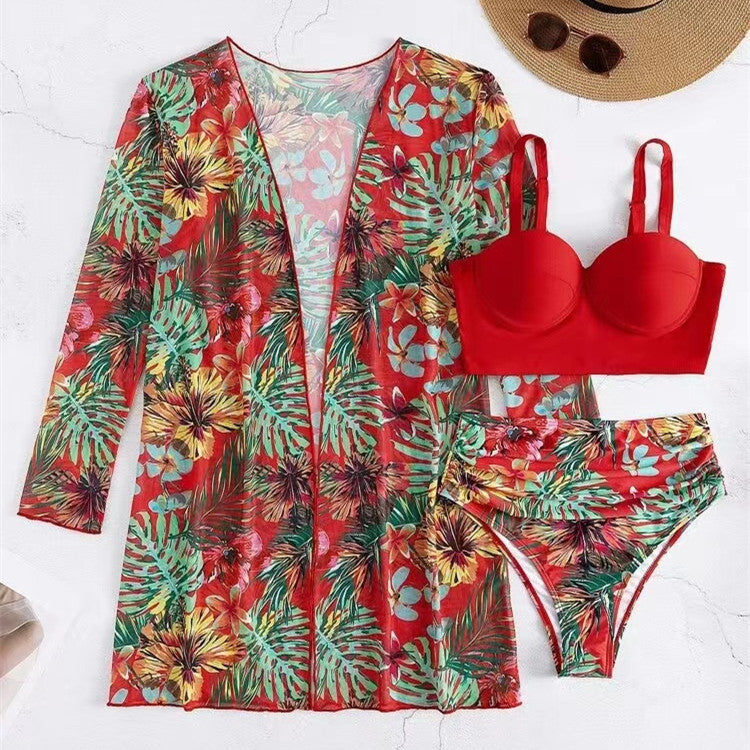 Dame Strandkimono med blomstret design Stilla