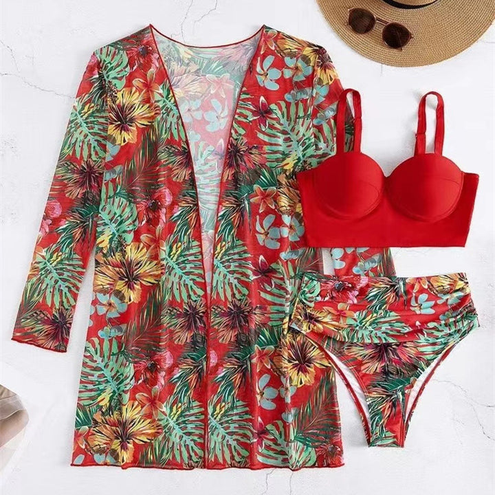 Dame Strandkimono med blomstret design Stilla