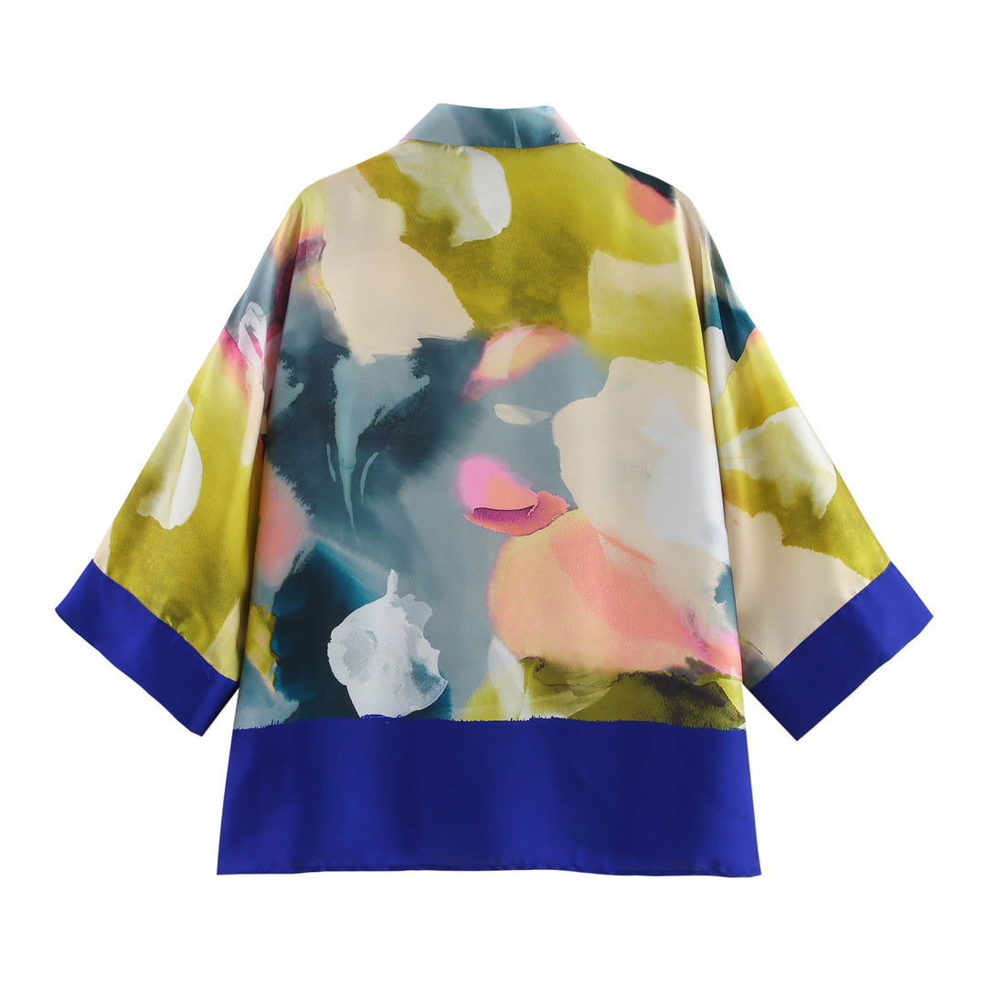Femme Abstrakt Tryk Overdimensioneret Button-Up Skjorte Stilla